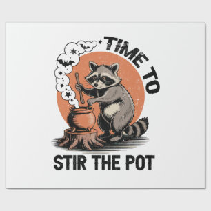 Retro Halloween Wild Tijd om de Pot te Roeren Cadeaupapier