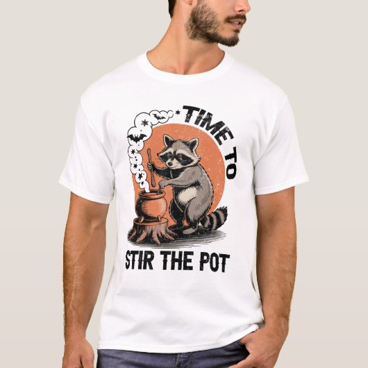 Retro Halloween Wilde Tijd om de Pot te Roeren T-shirt (Voorkant)