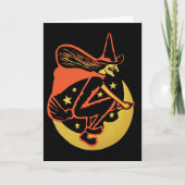 Retro Halloween Witch Card Feestdagen Kaart (Voorkant)