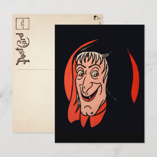 Retro Halloween Witch Face Briefkaart
