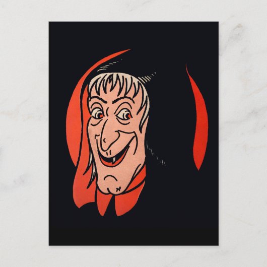 Retro Halloween Witch Face Briefkaart (Voorkant)