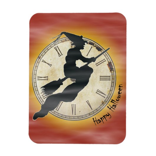 Retro Halloween Witch op een kamer Magneet (Verticaal)