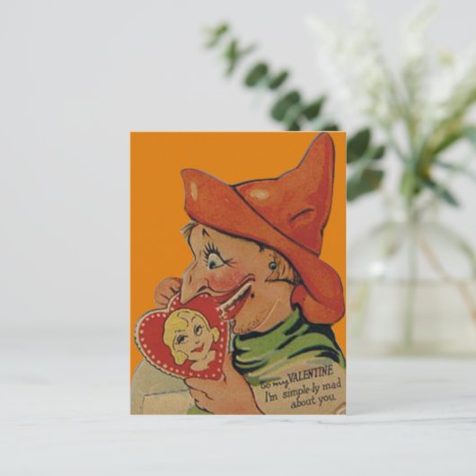  Retro Halloween Witch Valentijn Kaart (Staand voorkant)