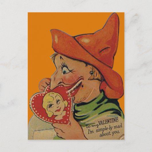 Retro Halloween Witch Valentijn Kaart (Voorkant)