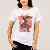 Retro Halloween Witch Woman Tri-Blend Shirt (Voorkant)