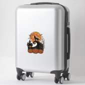 Retro Halloween Wolf Maan Pompoen Shirt Ontwerp_1 Sticker (Koffer)