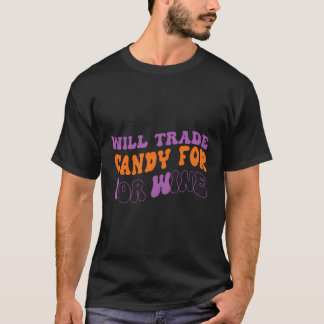 Retro Halloween zal Snoep verhandelen voor wijn T-shirt