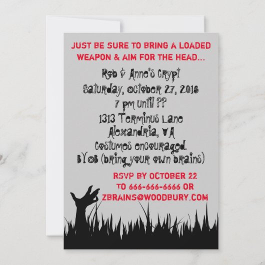 Retro Halloween Zombie Apocalypse Party Kaart (Achterkant)
