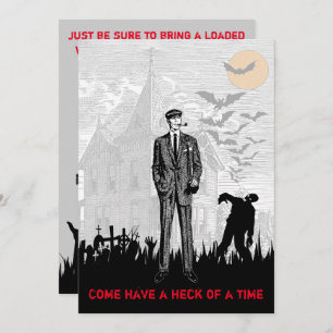 Retro Halloween Zombie Apocalypse Party Kaart