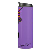 Retro Halloween Zwarte Blasé Kat met Heksen Pet Thermosbeker (Geroteerd rechts)