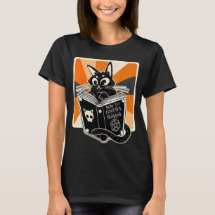 Retro Halloween Zwarte Kat Grappige Heks Boek Kat T-shirt