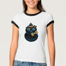 Retro Halloween Zwarte Katten Top T-Shirt voor Vro