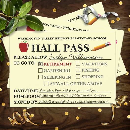 Retro Hallpas Leraar Verjaardagsfeest Uitnodiging