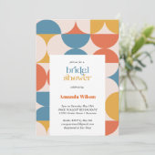 Retro Halve Cirkel Scallop Mid Century Bridal Kaart (Staand voorkant)