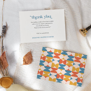 Retro Halve Cirkel Scallop Mid Century BRUILOFT Bedankkaart