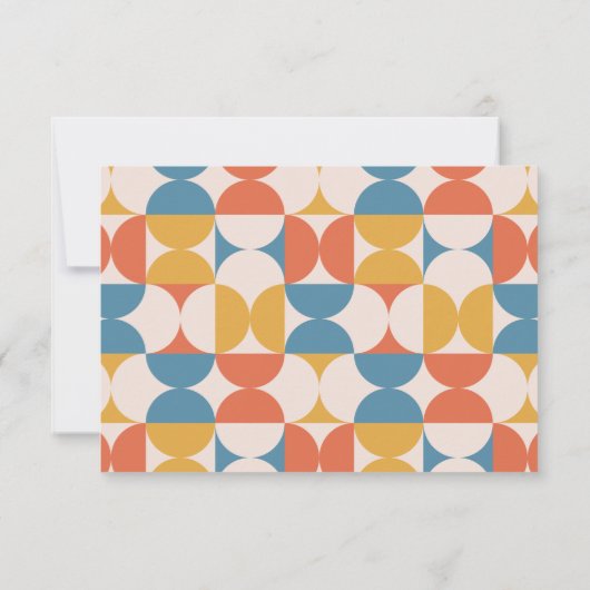 Retro Halve Cirkel Scallop Mid Century BRUILOFT Bedankkaart (Achterkant)