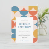 Retro Halve Cirkel Scallop Mid Century Bruiloft Kaart (Staand voorkant)
