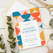 Retro Halve Cirkel Scallop Mid Century Bruiloft Kaart