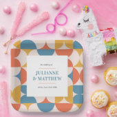 Retro Halve Cirkel Scallop Mid Century Bruiloft Papieren Bordje (Feest)