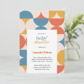 Retro halve cirkel scallop midden eeuw Baby shower Kaart (Staand voorkant)