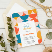 Retro halve cirkel scallop midden eeuw Baby shower Kaart