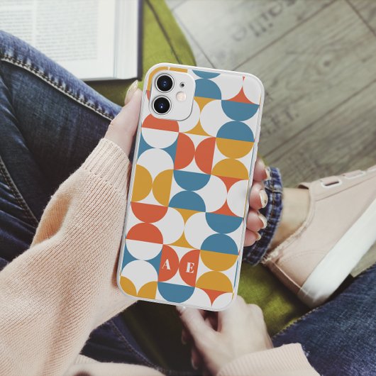 Retro halve cirkel scallop vet blauw sinaasappel g Case-Mate iPhone case