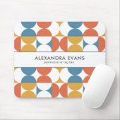 Retro halve cirkel scallop vet blauw sinaasappel g muismat (Met muis)