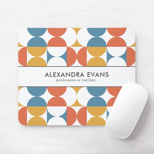 Retro halve cirkel scallop vet blauw sinaasappel g muismat (Met muis)