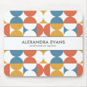 Retro halve cirkel scallop vet blauw sinaasappel g muismat (Voorkant)