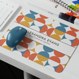 Retro halve cirkel scallop vet blauw sinaasappel g muismat