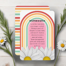 Retro halve daisy Baby shower Informatiekaartje