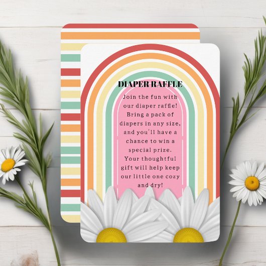 Retro halve daisy Baby shower Informatiekaartje