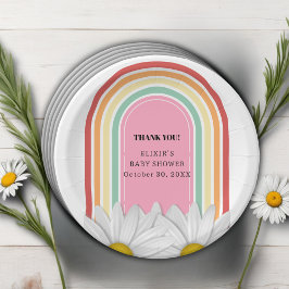 Retro halve daisy Baby shower Papieren Bordje