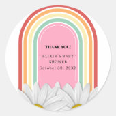 Retro halve daisy Baby shower Ronde Sticker (Voorkant)