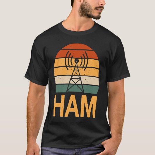 Retro Ham Radio Operator Costume Radio Tower T-shirt (Voorkant)