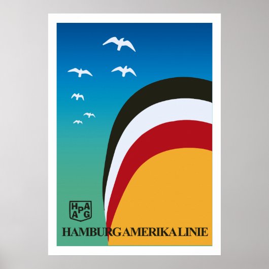  retro Hamburg Amerika scheepvaartroute Poster (Voorkant)