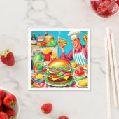 Retro Hamburger Comic Illustratie Servet (Insitu)