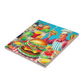 Retro Hamburger Comic Illustratie Tegeltje (Zijkant)