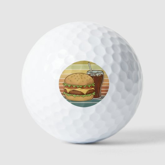 Retro hamburger en cola. golfballen (Voorkant)