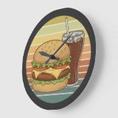 Retro hamburger en cola. grote klok (Hoek)