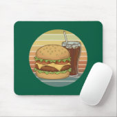 Retro hamburger en cola. muismat (Met muis)