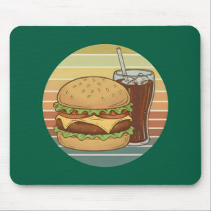 Retro hamburger en cola. muismat