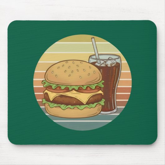 Retro hamburger en cola. muismat (Voorkant)