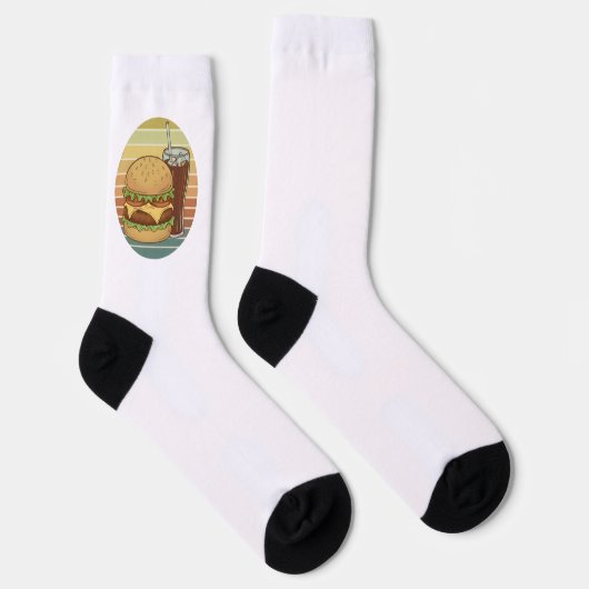 Retro hamburger en cola. sokken (Rechts)