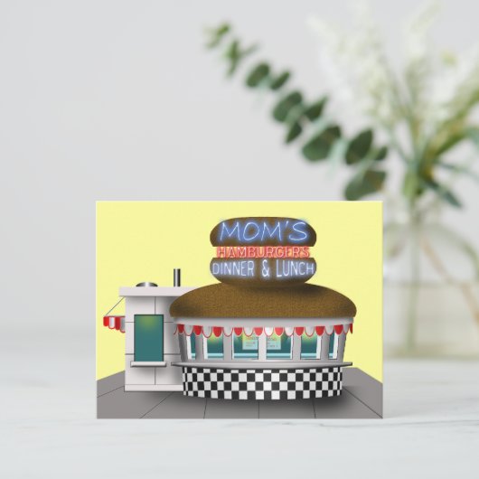 Retro Hamburger Stand Briefkaart (Staand voorkant)