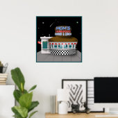 Retro Hamburger Stand Poster (Thuiskantoor)