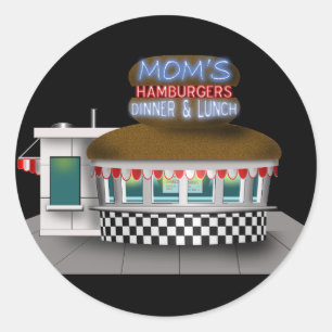Retro Hamburger Stand Ronde Sticker