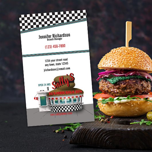 Retro Hamburger Stand Visitekaartje