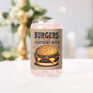 Retro Hamburgerliefhebber Vintage Typografie Eetku Blikvorm Glas
