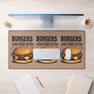 Retro Hamburgerliefhebber Vintage Typografie Eetku Bureaumat